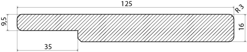 FÖNSTERSMYG EHL PROLIST MDF VIT FALS, 9,5X35MM 16X125X2440MM