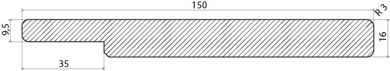 FÖNSTERSMYG EHL PROLIST MDF VIT FALS, 9,5X35MM 16X150X2440MM