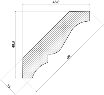 TAKLIST EHL PROLIST ALLMOGE FURU VIT 363, 15X69X4400MM
