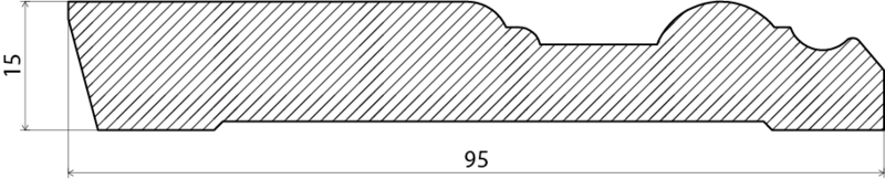 SOCKEL EHL PROLIST ALLMOGE FURU VIT 332, 15X95X4400MM