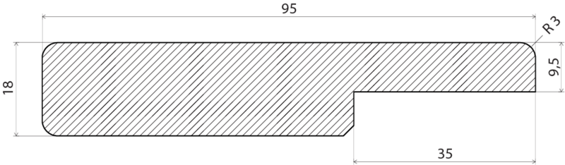 FÖNSTERSMYG EHL PROLIST FALS 18X95X4400, VIT KVISTFRI FURU