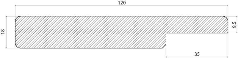 SMYGLIST EHL PROLIST FURU VIT FALS 35MM, 18X120X4400MM