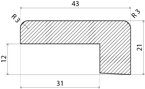 KLACKFODER EHL PROLIST OBEH 21X43MM /M, MED 12MM FALS