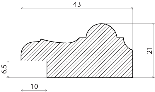 BRÖSTLIST EHL PROLIST 21X43X2400MM 6MM, FALS FURU VIT