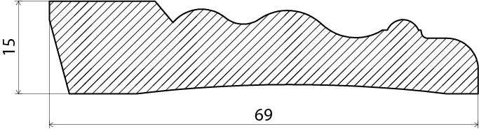 SOCKEL EHL PROLIST ALLMOGE FURU VIT SYD, 15X69X4400MM