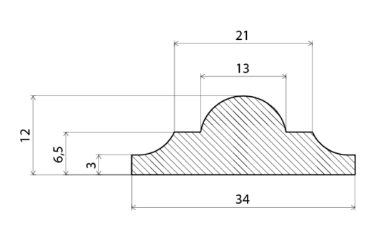 DEKORLIST EHL PROLIST FURU OBEHANDLAD, 12X34X2400MM