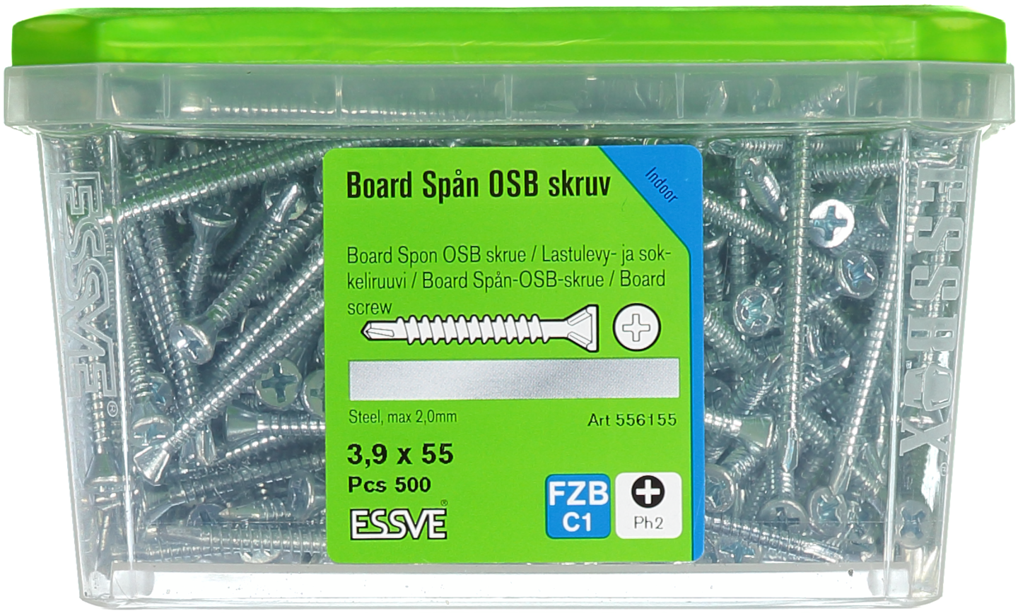 SPÅN/BOARDSKRUV BS 3,9X55MM FZB 500ST