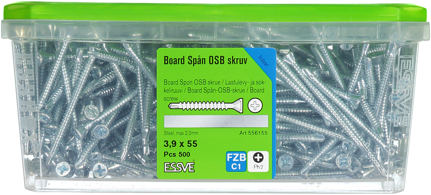 SPÅN/BOARDSKRUV BS 3,9X55MM FZB 500ST