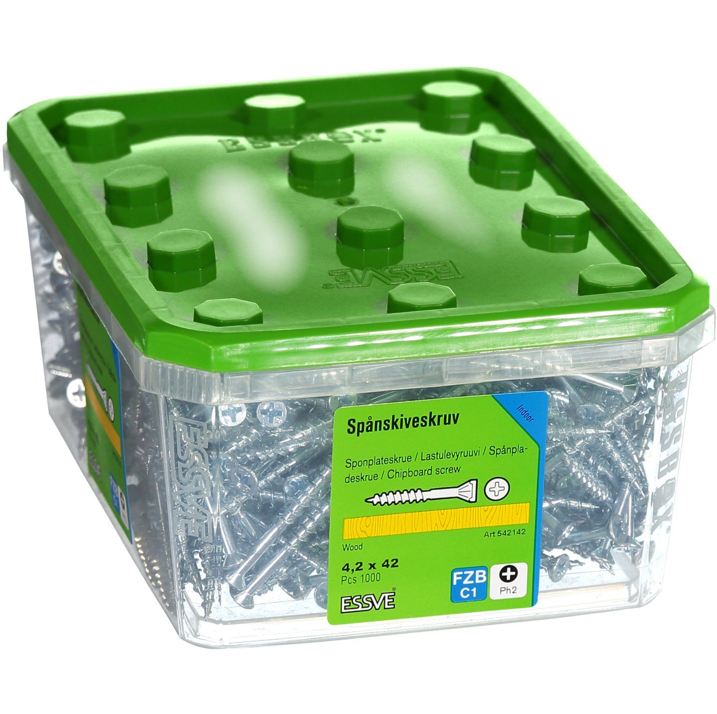 SPÅNSKIVESKRUV TRÄ 4,2X42 1000 BLANKFÖRZINKAD