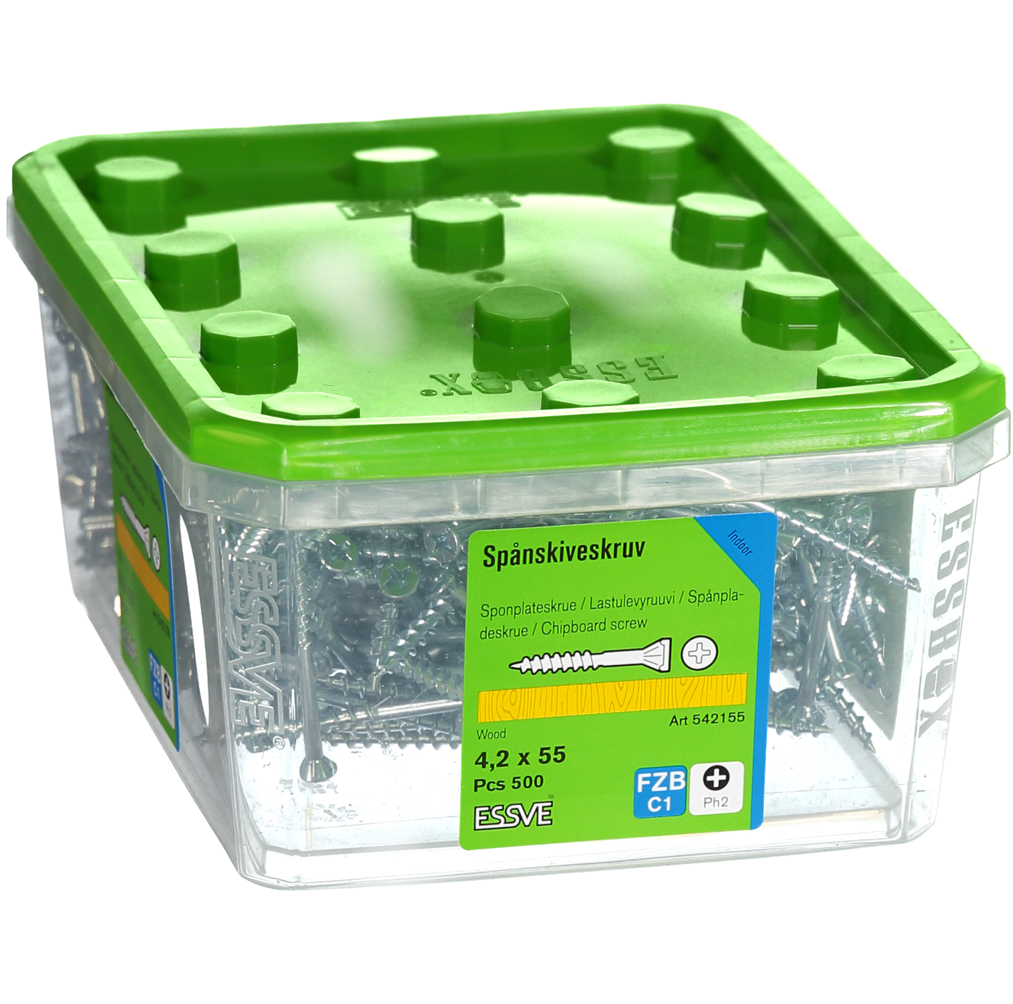 SPÅNSKIVESKRUV TRÄ 4,2X55 500 BLANKFÖRZINKAD