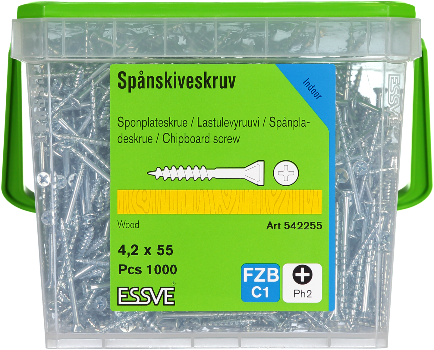 SPÅNSKIVESKRUV TRÄ 4.2X55 1000 BLANKFÖRZINKAD