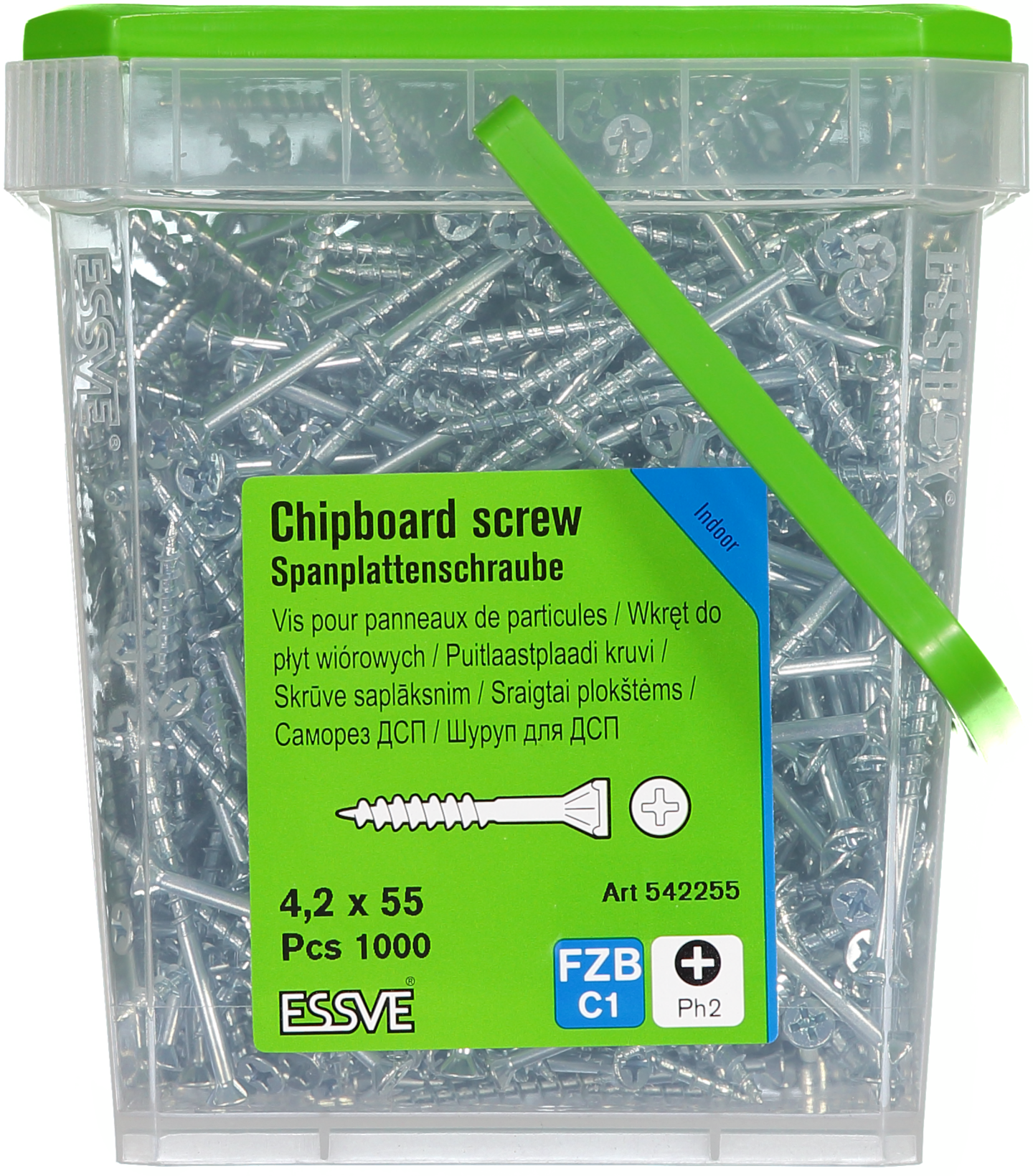 SPÅNSKIVESKRUV TRÄ 4.2X55 1000 BLANKFÖRZINKAD