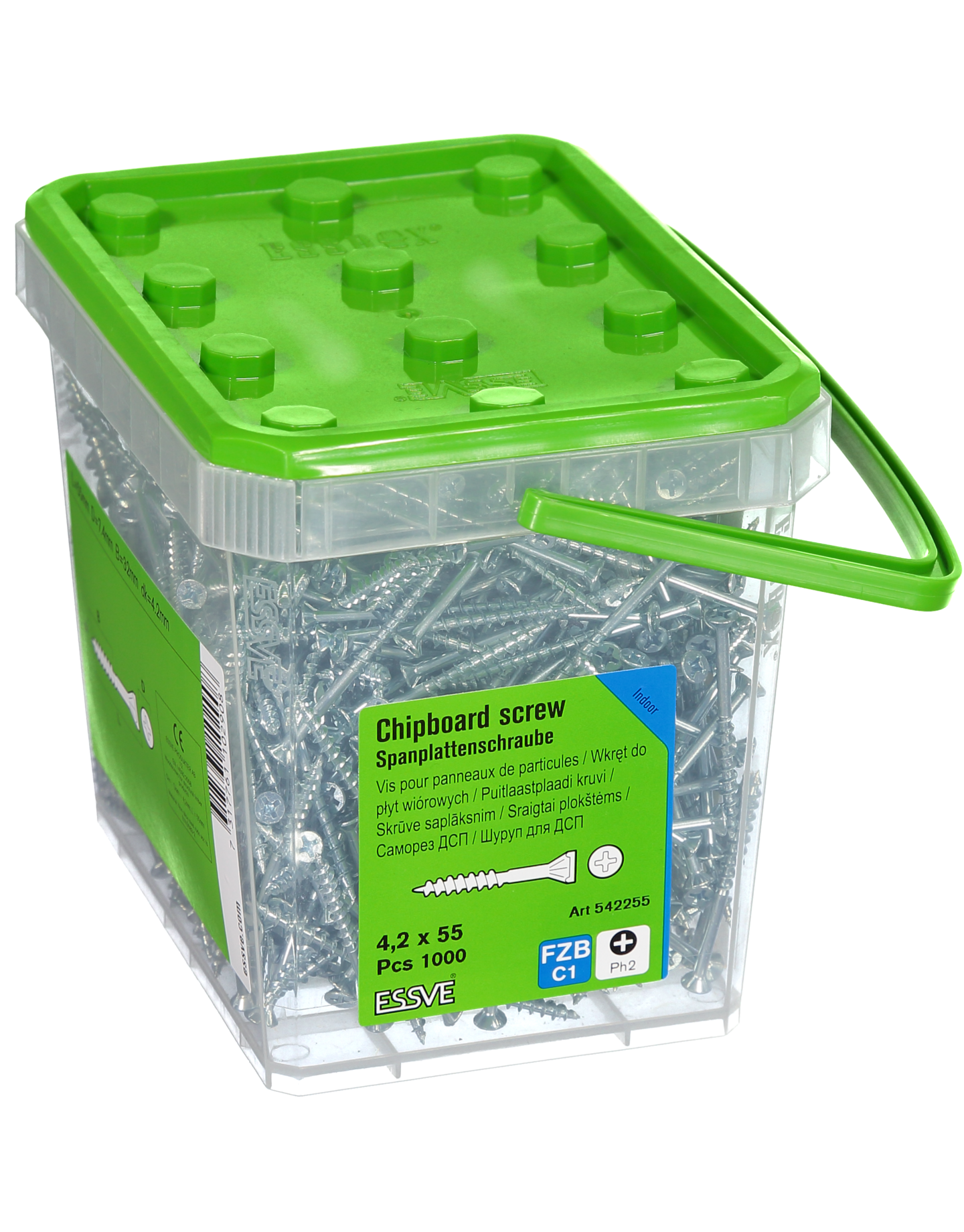 SPÅNSKIVESKRUV TRÄ 4.2X55 1000 BLANKFÖRZINKAD