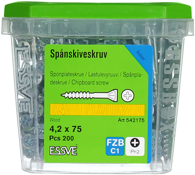 SPÅNSKIVESKRUV TRÄ 4,2X75 200 BLANKFÖRZINKAD