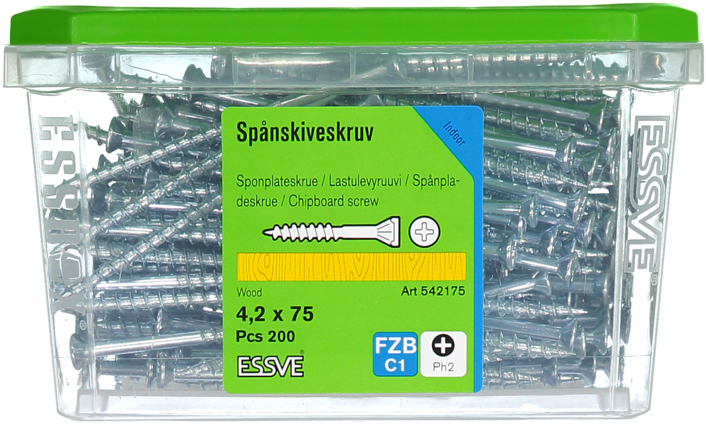 SPÅNSKIVESKRUV TRÄ 4,2X75 200 BLANKFÖRZINKAD