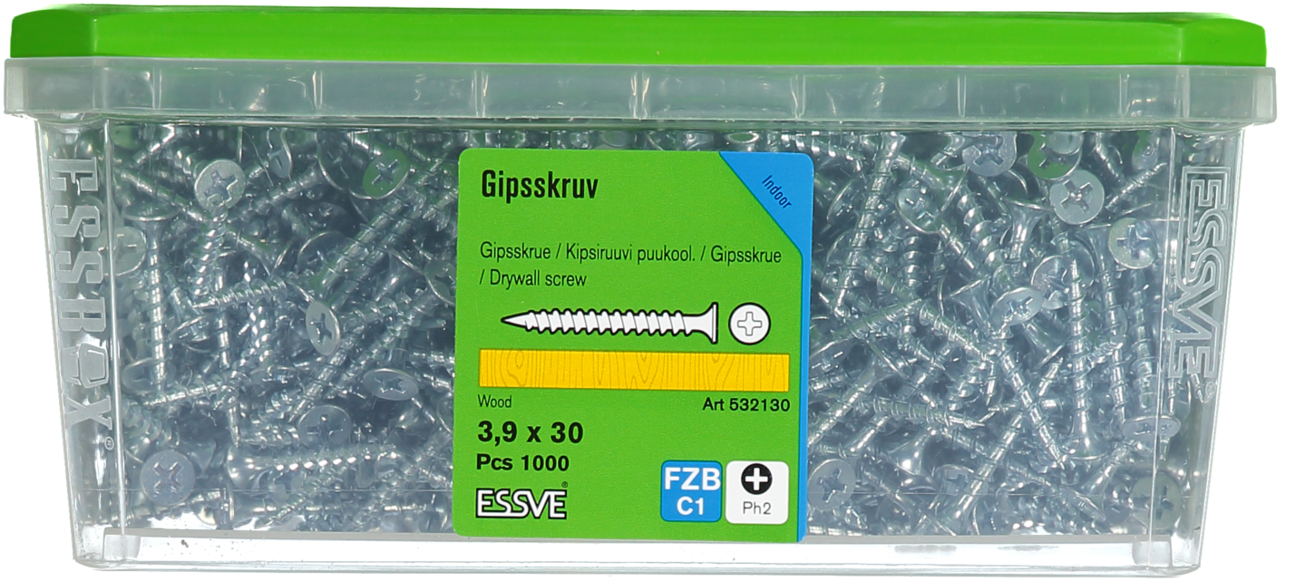 GIPSSKRUV TRÄ 3,9X30 1000ST TRÄREGEL FZB
