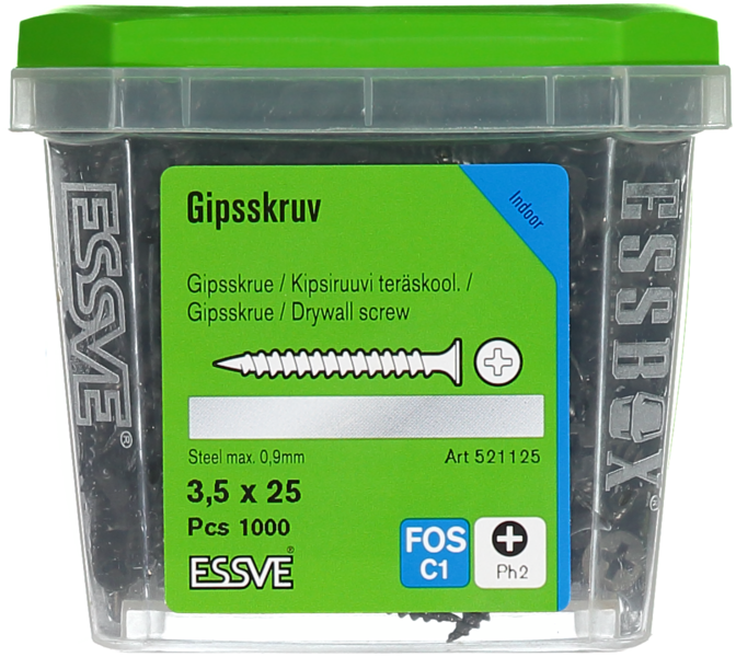 GIPSSKRUV STÅL FO3,5X25 1000ST