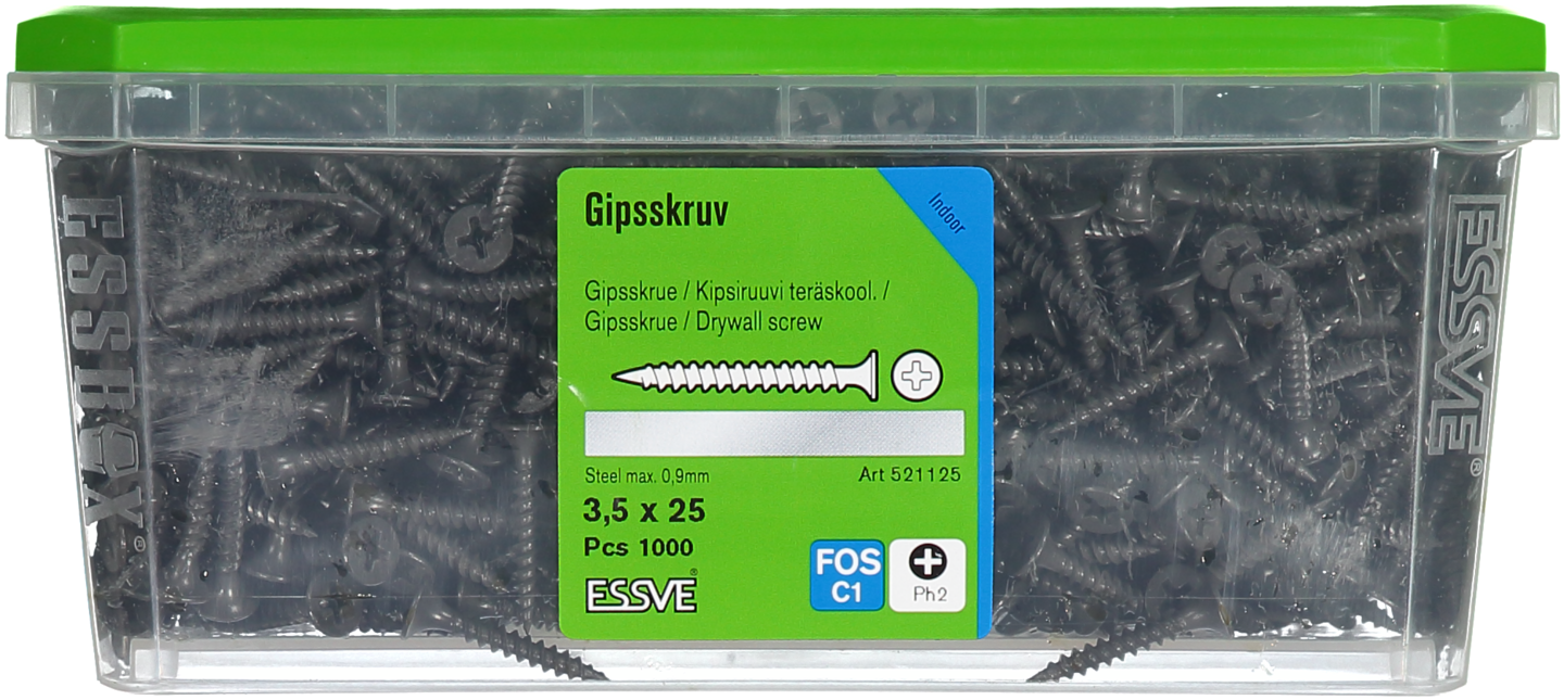 GIPSSKRUV STÅL FO3,5X25 1000ST