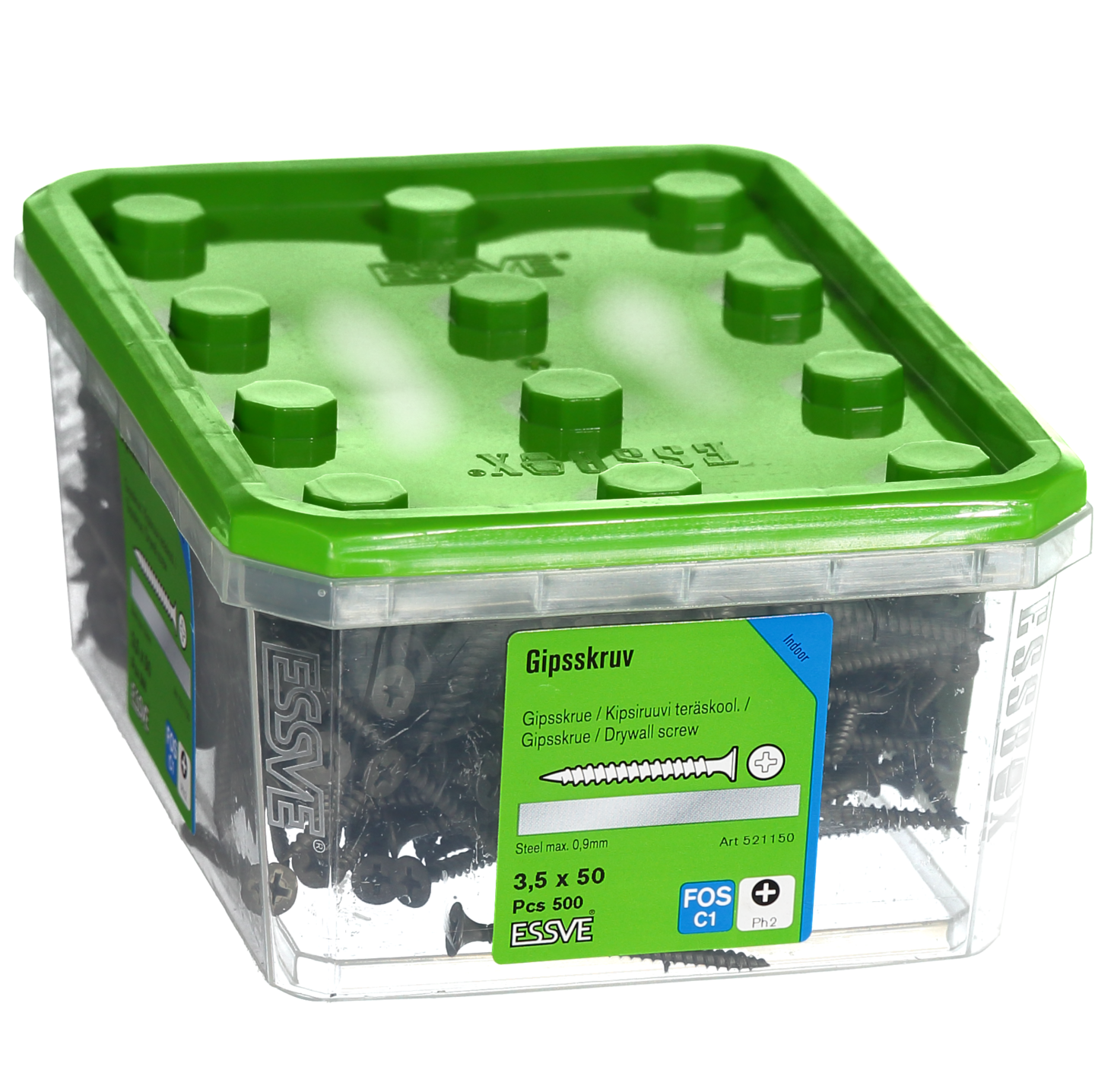 GIPSSKRUV ESSVE FÖR STÅLREGEL PH2 FOSFATERAD 3,5X50 500ST