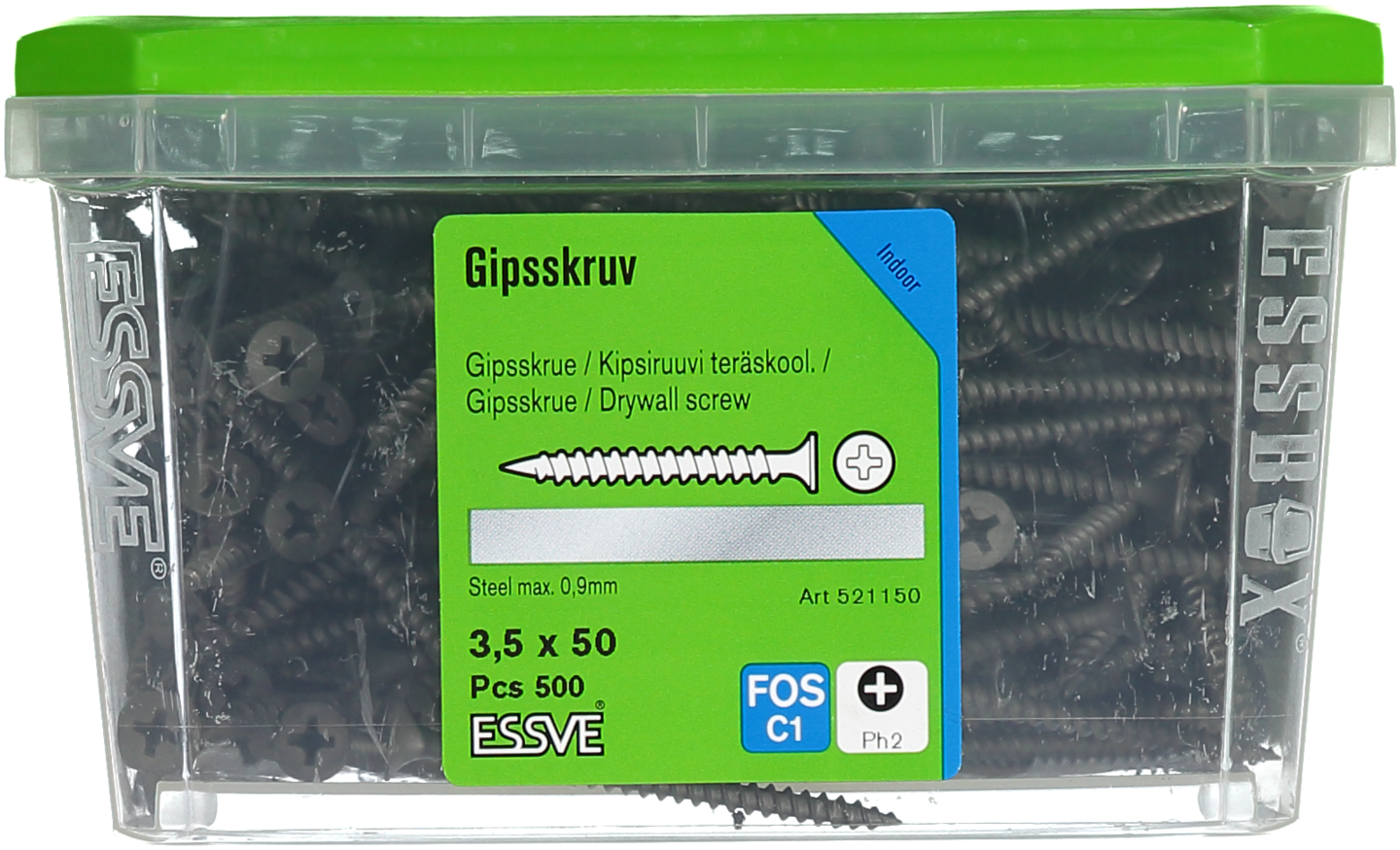 GIPSSKRUV ESSVE FÖR STÅLREGEL PH2 FOSFATERAD 3,5X50 500ST