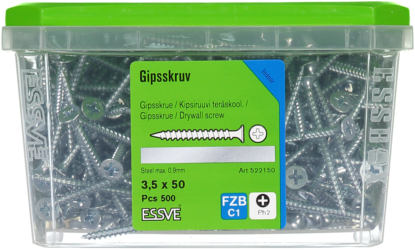 GIPSSKRUV STÅL FZB 3,5X50 500ST