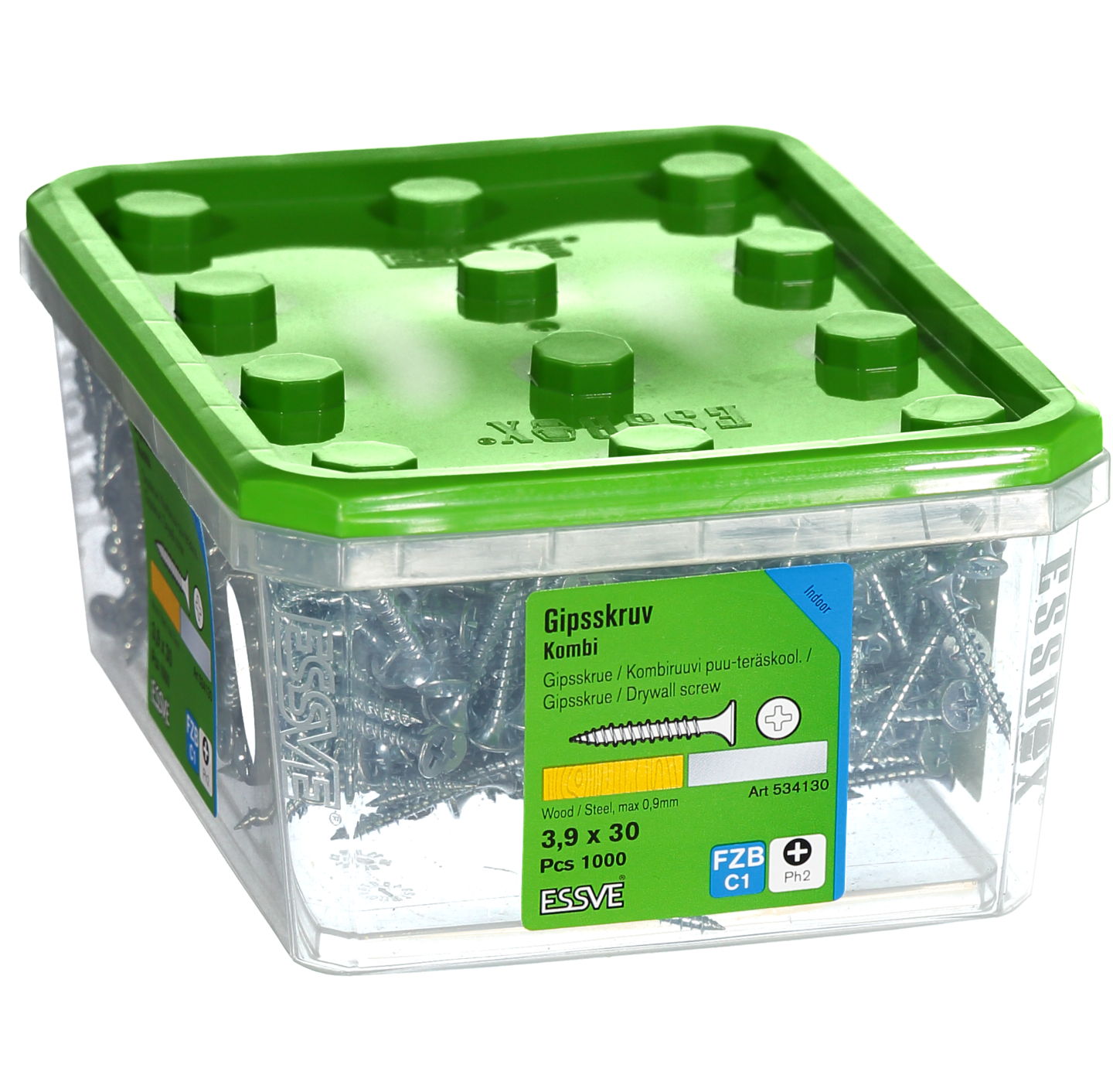 GIPSSKRUV KOMBI 3,9X30 1000ST FZB PH2 TRÄ/STÅLREGEL