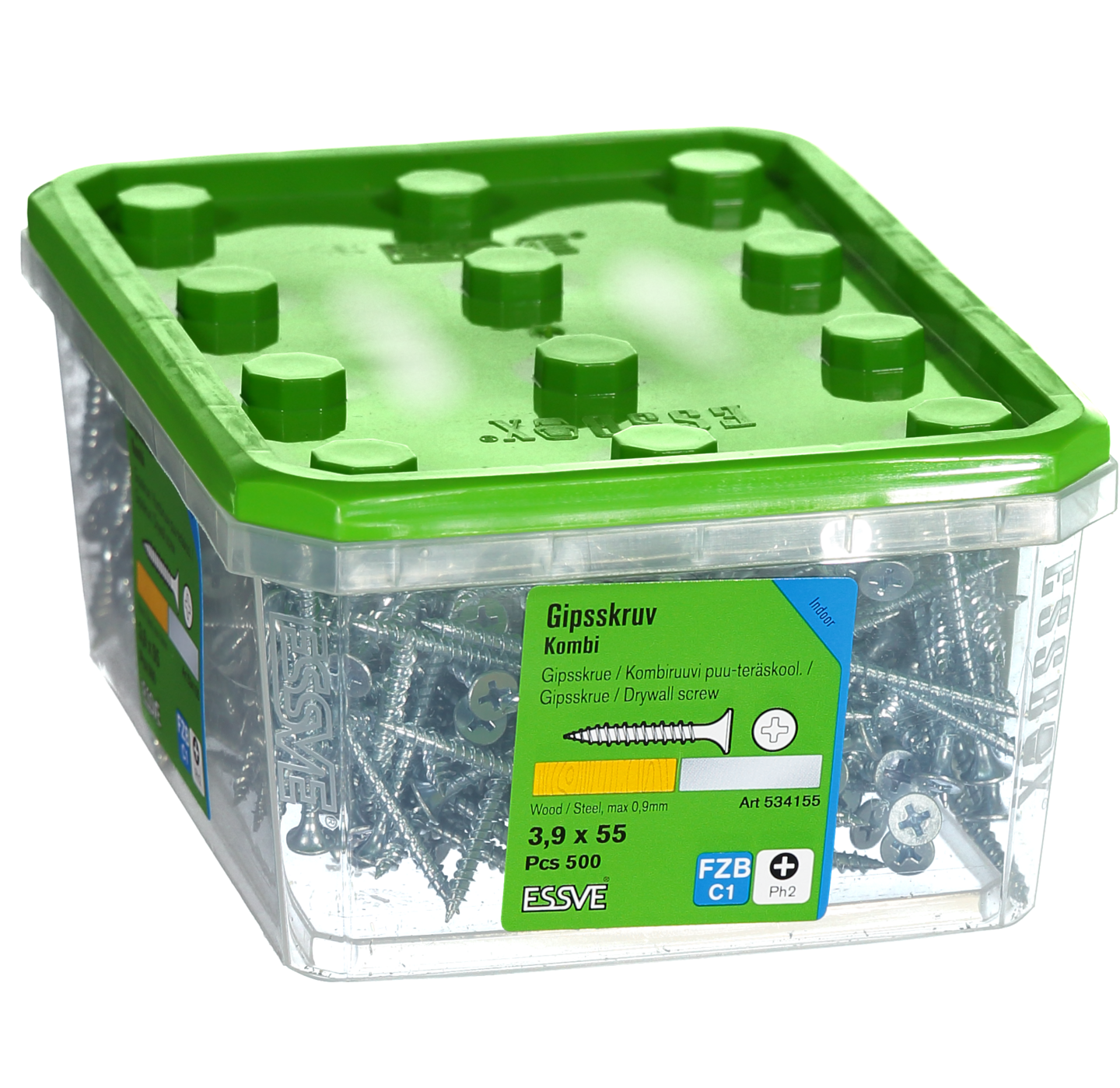 GIPSSKRUV KOMBI PH2 FZB 3,9X55 TRÄ/STÅLREGEL 500ST