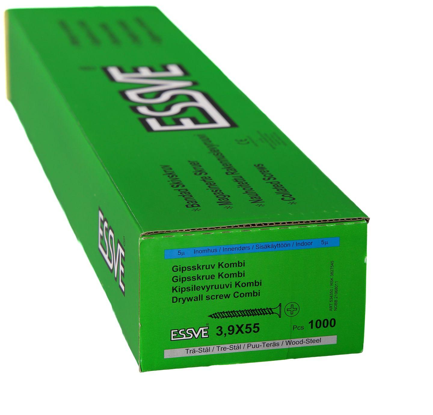 GIPSSKRUV KOMBI BA 3,9X55 1000 BANDAD TRÄ/STÅL FZB