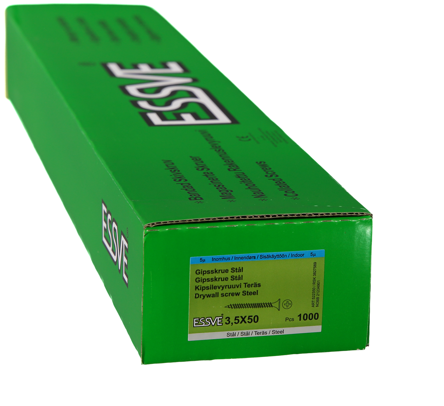 GIPSSKRUV ESSVE BANDAD FÖR STÅLREGEL PH2 FZB 3,5X50 1000ST