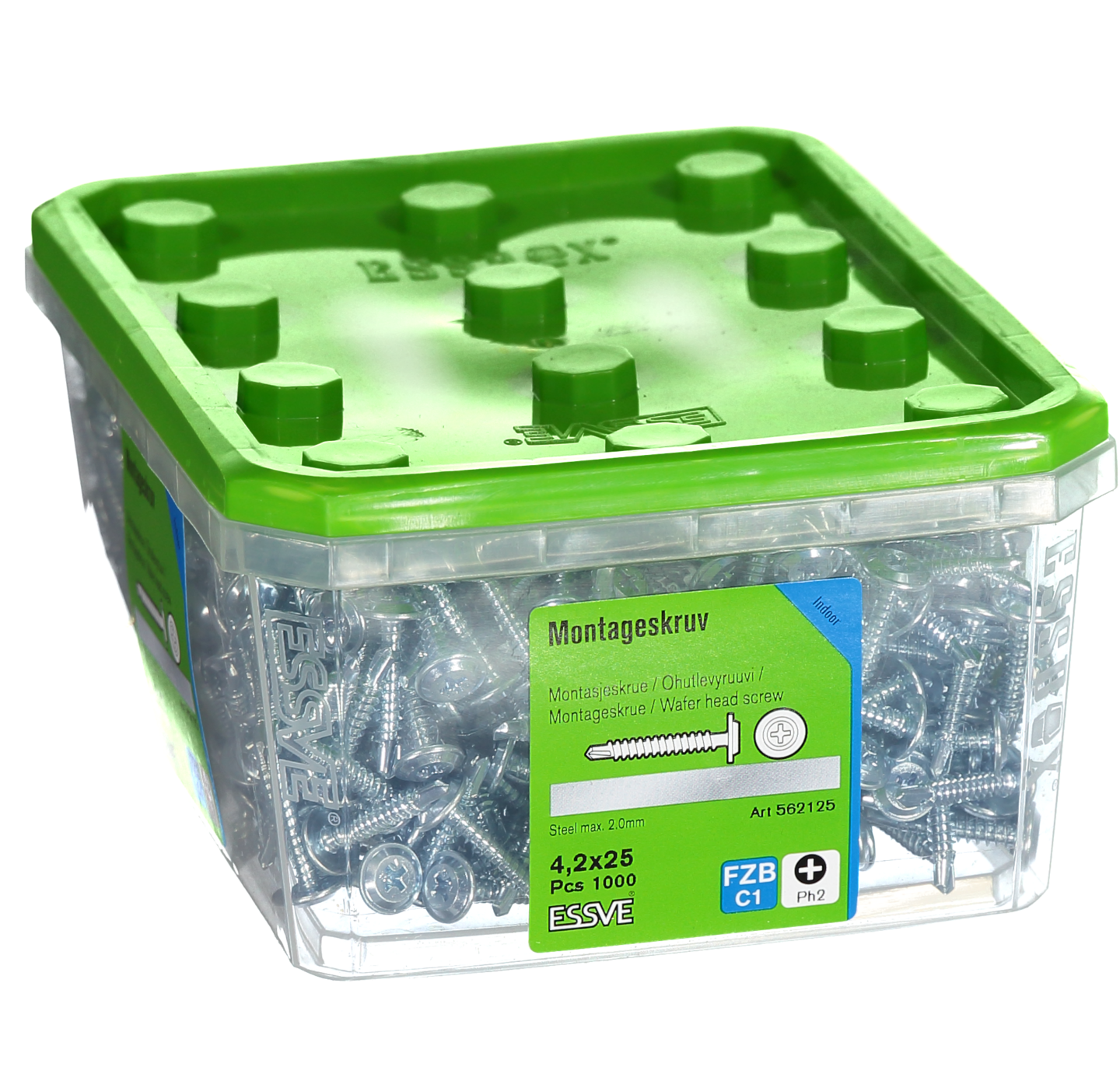 MONTAGESKRUV ESSVE MED BORRSPETS PH2 FZB 4,2X25 1000ST