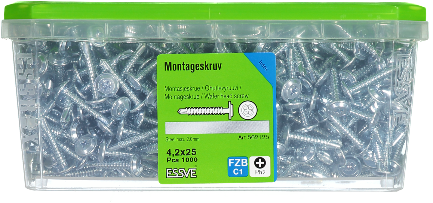 MONTAGESKRUV ESSVE MED BORRSPETS PH2 FZB 4,2X25 1000ST
