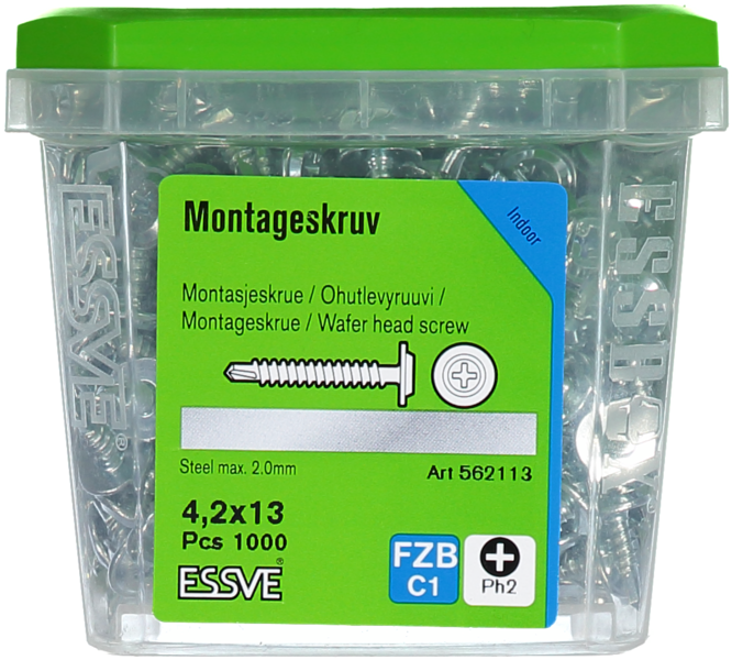 MONTAGESKRUV ESSVE MED BORRSPETS PH2 FZB 4,2X13 100ST 1000ST