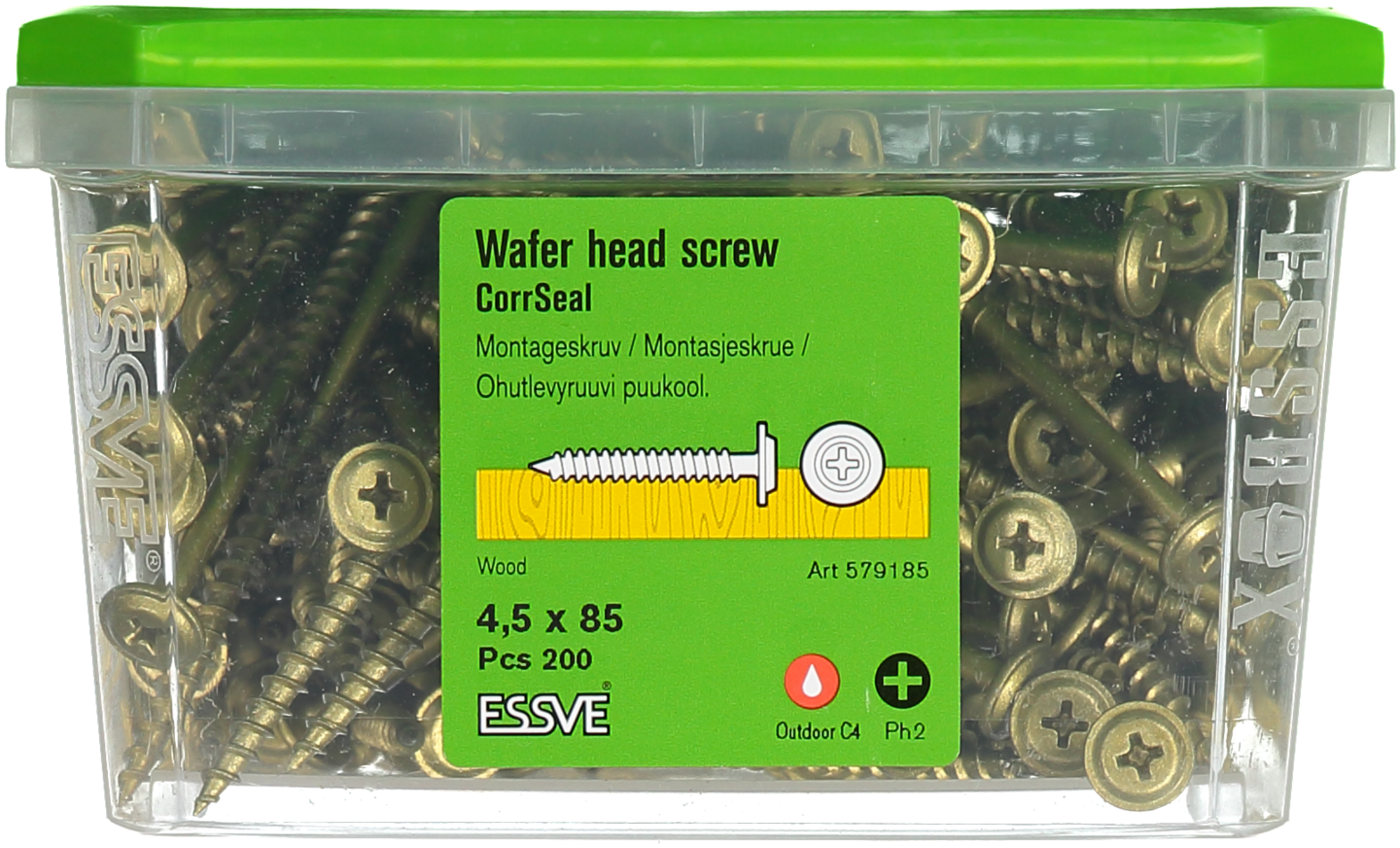 MONTAGESKRUV ESSVE MED VASS SPETS PH2 CORRSEAL 4,5X85 200ST