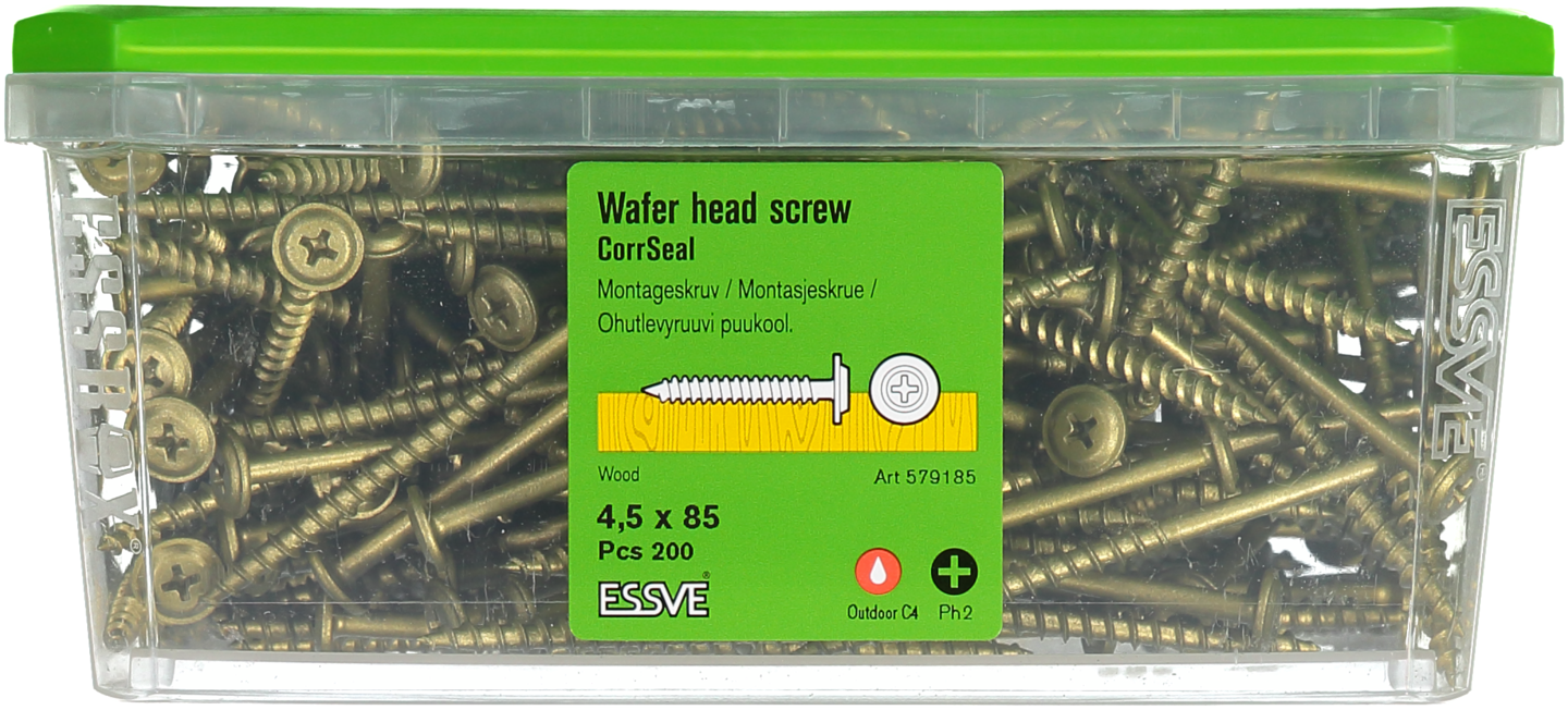 MONTAGESKRUV ESSVE MED VASS SPETS PH2 CORRSEAL 4,5X85 200ST
