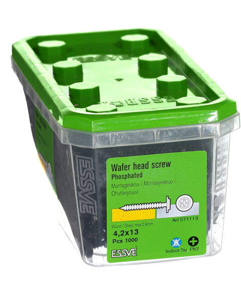 MONTAGESKRUV ESSVE MED VASS SPETS PH2 FOSFATERAD 4,2X13 1000ST