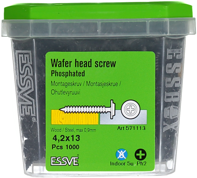 MONTAGESKRUV ESSVE MED VASS SPETS PH2 FOSFATERAD 4,2X13 1000ST