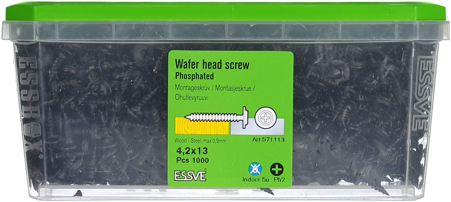 MONTAGESKRUV ESSVE MED VASS SPETS PH2 FOSFATERAD 4,2X13 1000ST
