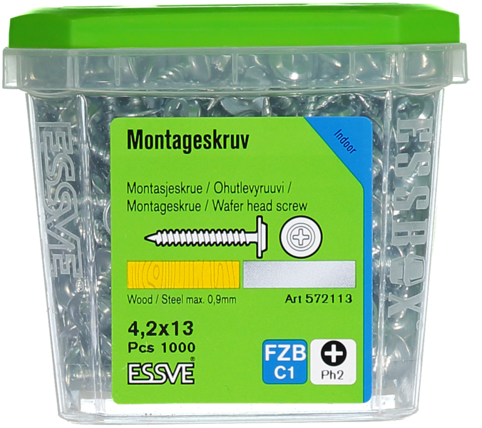 MONTAGESKRUV ESSVE MED VASS SPETS PH2 FZB 4,2X13 100ST 1000ST