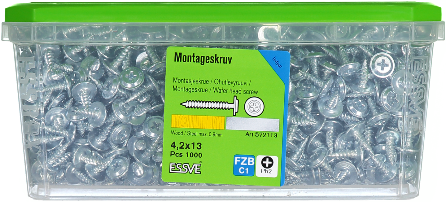 MONTAGESKRUV ESSVE MED VASS SPETS PH2 FZB 4,2X13 100ST 1000ST