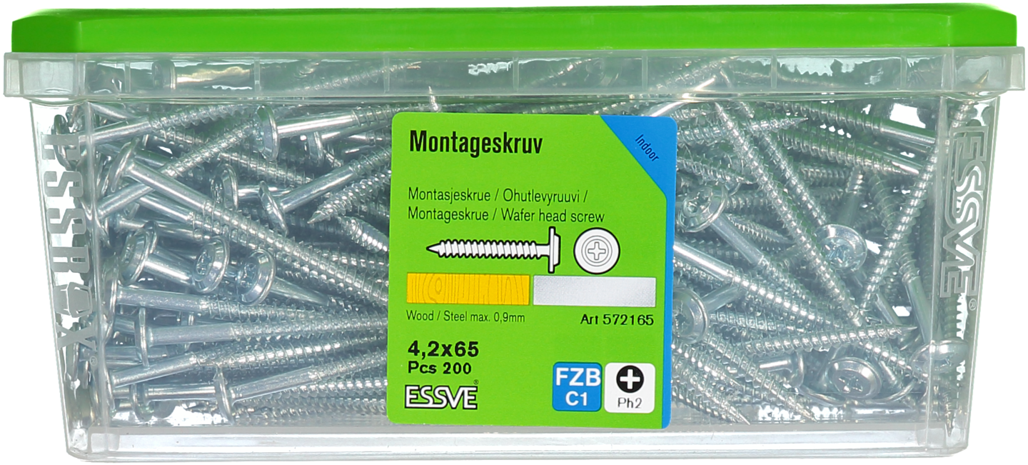 MONTAGESKRUV ESSVE MED VASS SPETS PH2 FZB 4,2X65 200ST