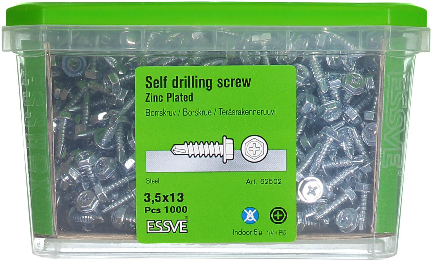 BORRSKRUV FZB 3.5X13 1000ST MED SEXKANTSSKALLE