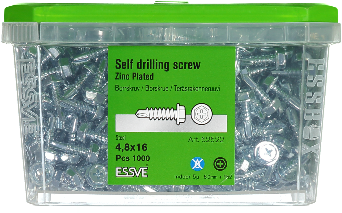 BORRSKRUV HEX FZB 4.8X16B 1000ST