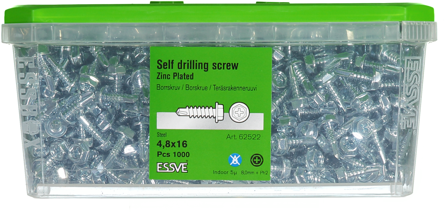 BORRSKRUV HEX FZB 4.8X16B 1000ST