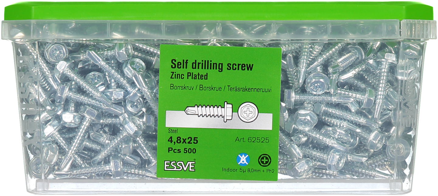 BORRSKRUV HEX FZB 4.8X25B 500ST