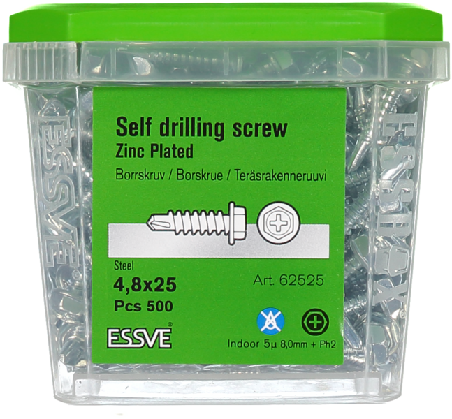 BORRSKRUV HEX FZB 4.8X25B 500ST