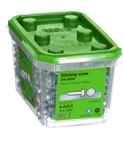 PLÅTSKRUV ESSVE SEXKANTSHUVUD VASS SPETS FZB 4,2X9,5MM 1000ST