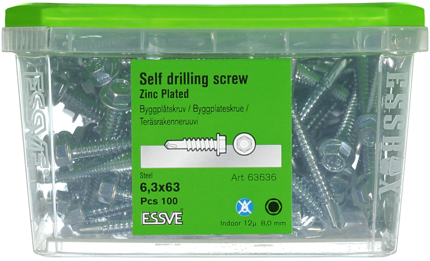 BYGGPLÅTSKRUV BS 6K FZB 6,3X63 FP/100