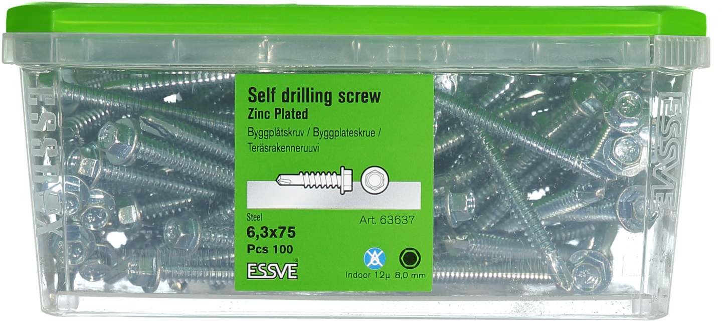 BYGGPLÅTSKRUV BS 6K FZB 6,3X75 100ST