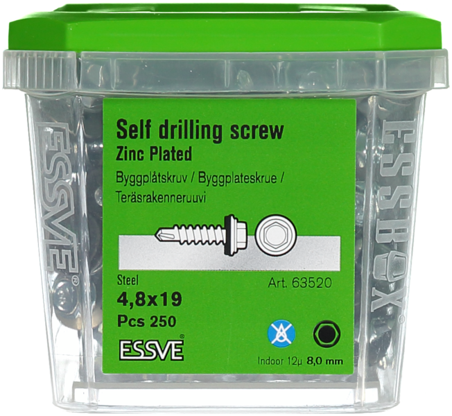 BYGGPLÅTSKRUV BS 6KB FZB 4,8X19 250ST