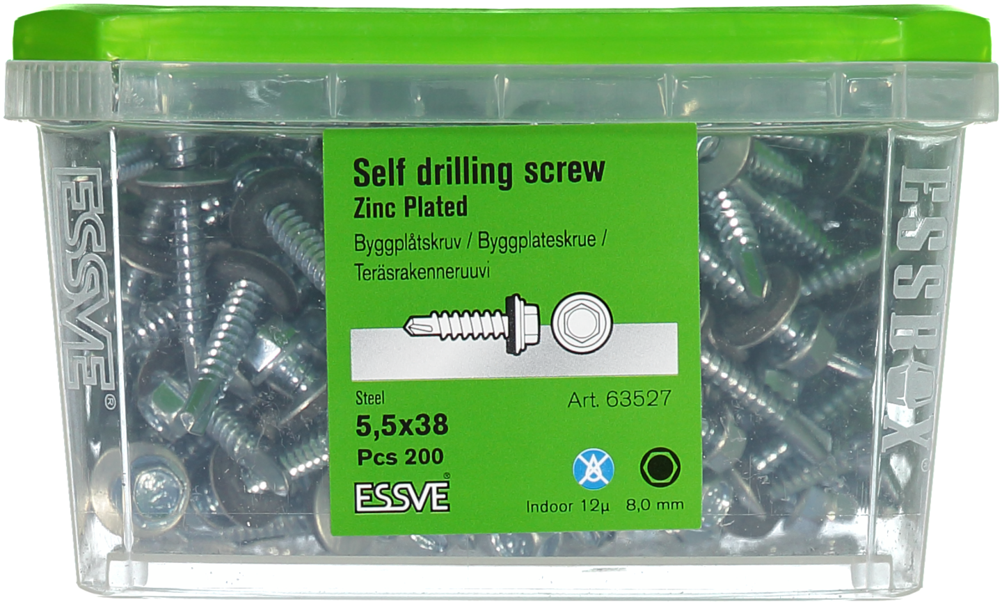 BYGGPLÅTSKRUV ESSVE BORRSP SEXKANTS M BRI FZB 29MM 5,5X38 200